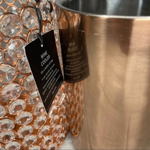 Bebe rose gold jeweled wine cooler and cocktail shaker decorative bar tools - Picture 7 of 8